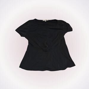 Green Envelope black scoop neck short sleeve peplum blouse | Sz S